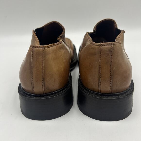 VINTAGE KENNETH COLE LEATHER UPPERS SIZE 13 TAN DERBY MADE IN ITALY BLOCK HEEL